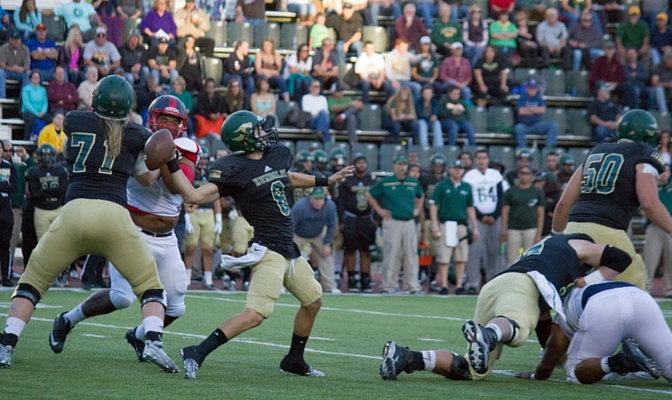 Robert Webber threw for over 400 yards and four touchdowns in HSU's 45-31 victory.